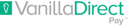 This is the logo for the Vanilla Direct Pay program. It features the word Vanilla in gray and the words direct pay in green. There is also a line graphic of a light bulb.