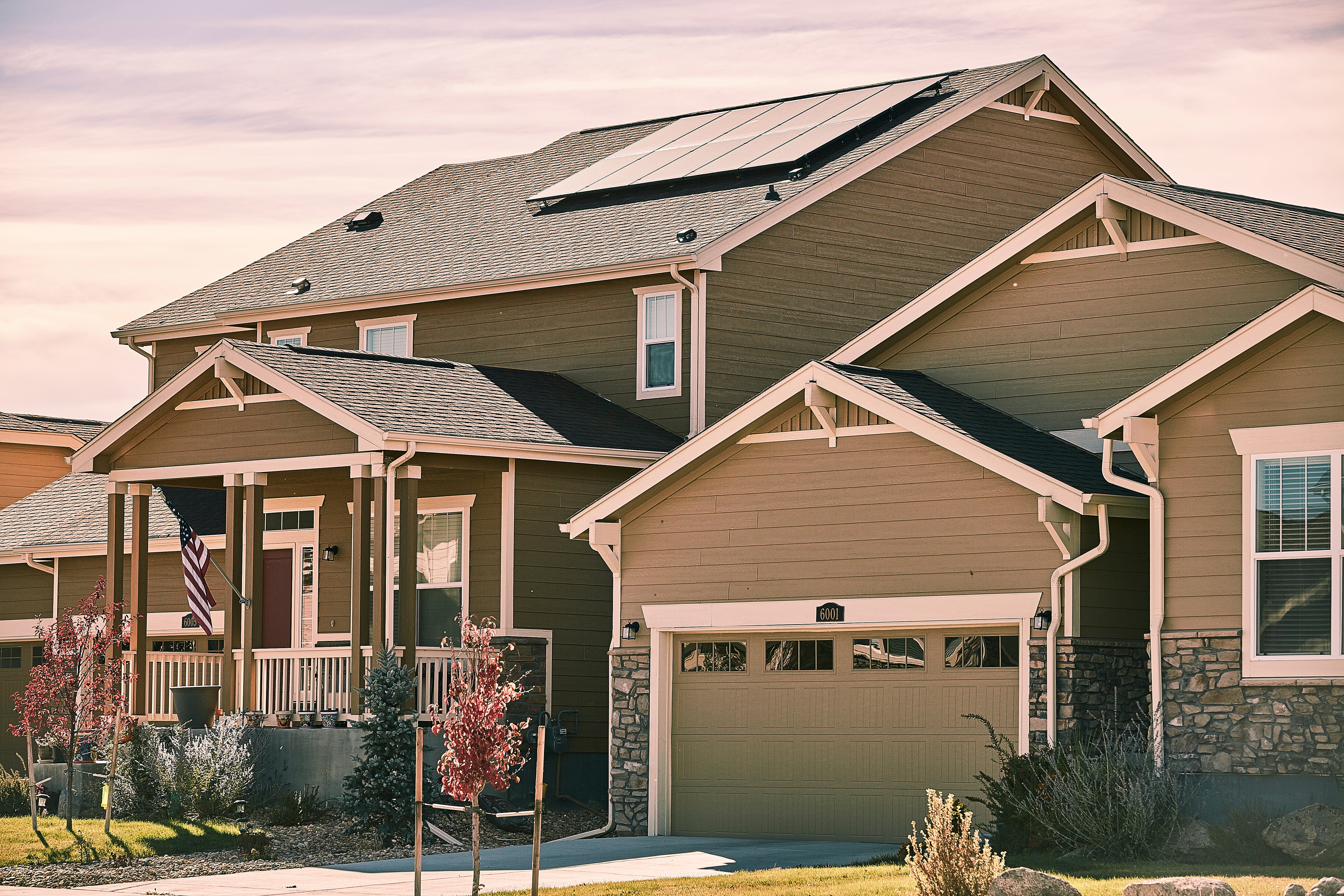 House with solar panels on roof